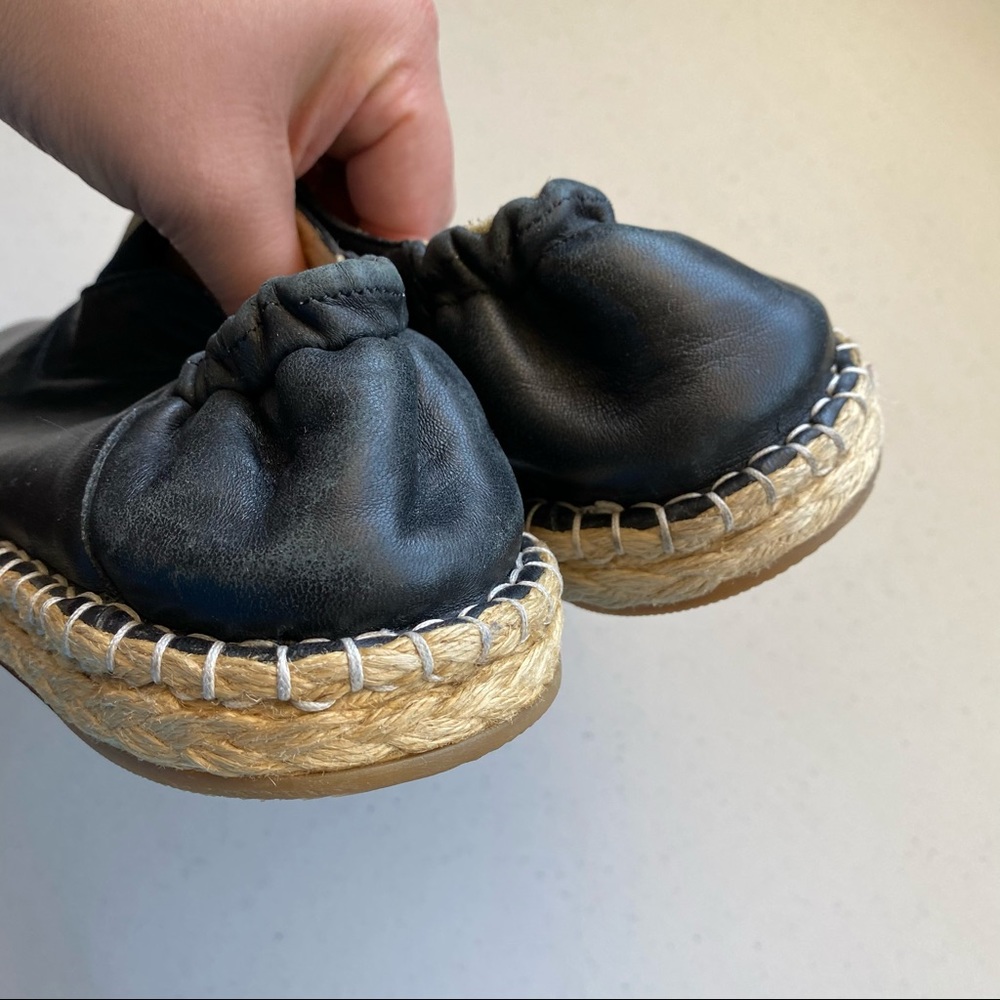 Tia Cibani Black Leather Espadrille Almond Loafer - Picture 3 of 5